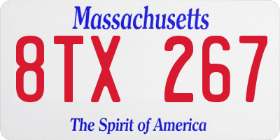 MA license plate 8TX267
