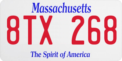 MA license plate 8TX268