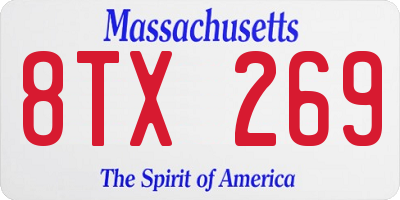 MA license plate 8TX269