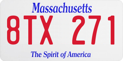 MA license plate 8TX271
