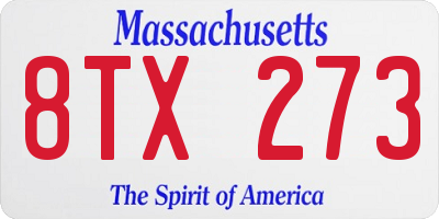 MA license plate 8TX273