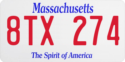 MA license plate 8TX274