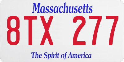 MA license plate 8TX277