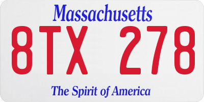 MA license plate 8TX278