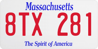 MA license plate 8TX281