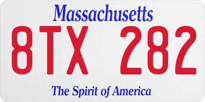 MA license plate 8TX282