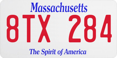 MA license plate 8TX284