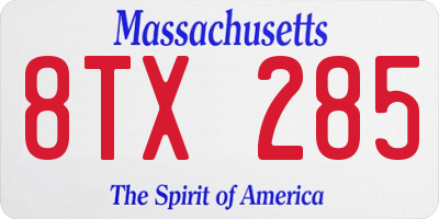 MA license plate 8TX285