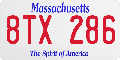 MA license plate 8TX286