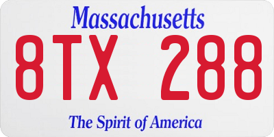 MA license plate 8TX288