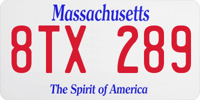 MA license plate 8TX289