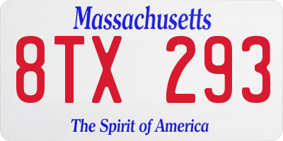 MA license plate 8TX293