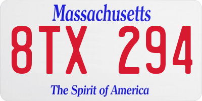 MA license plate 8TX294