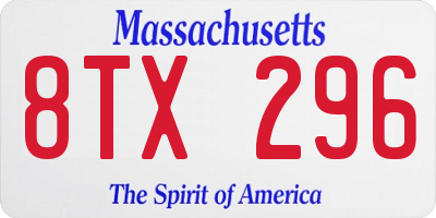 MA license plate 8TX296