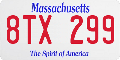 MA license plate 8TX299