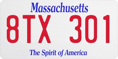 MA license plate 8TX301