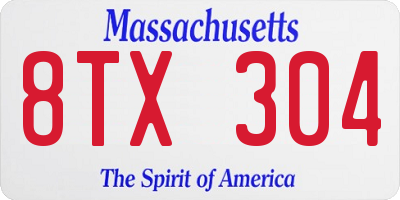 MA license plate 8TX304