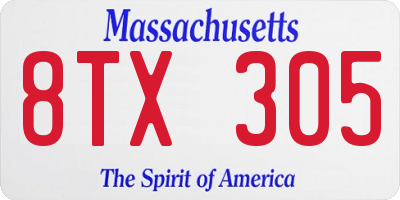 MA license plate 8TX305