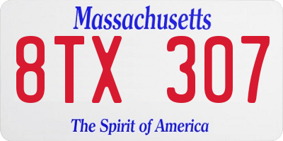 MA license plate 8TX307