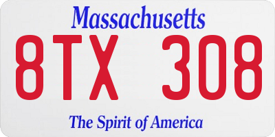 MA license plate 8TX308