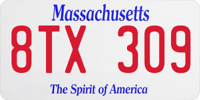 MA license plate 8TX309