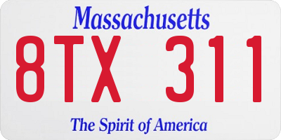 MA license plate 8TX311