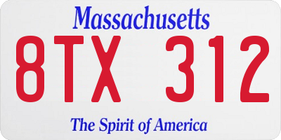 MA license plate 8TX312