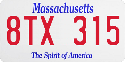 MA license plate 8TX315