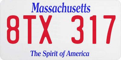MA license plate 8TX317