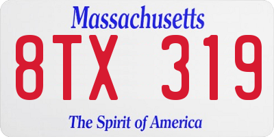 MA license plate 8TX319