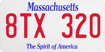 MA license plate 8TX320