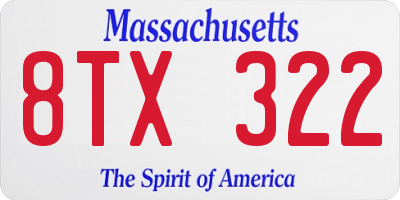 MA license plate 8TX322