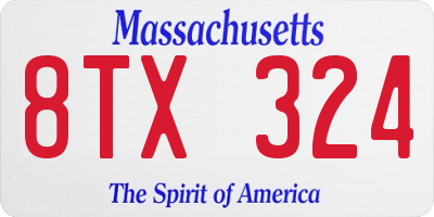 MA license plate 8TX324