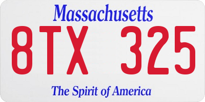 MA license plate 8TX325