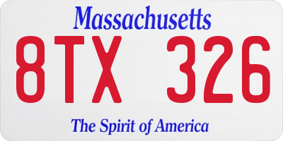 MA license plate 8TX326