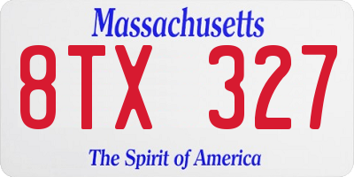 MA license plate 8TX327