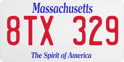 MA license plate 8TX329