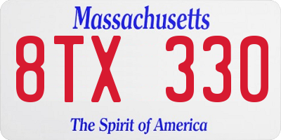 MA license plate 8TX330