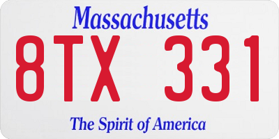 MA license plate 8TX331