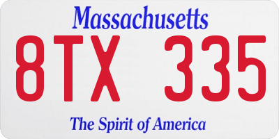 MA license plate 8TX335