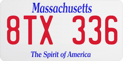 MA license plate 8TX336
