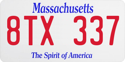 MA license plate 8TX337