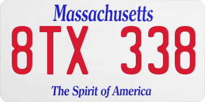 MA license plate 8TX338