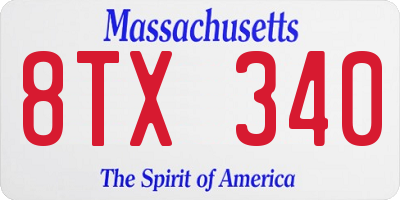 MA license plate 8TX340