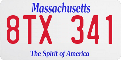 MA license plate 8TX341