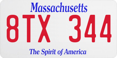 MA license plate 8TX344