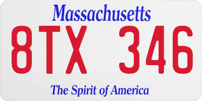 MA license plate 8TX346