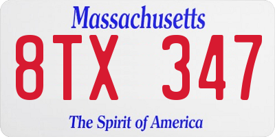 MA license plate 8TX347