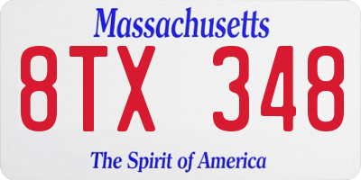MA license plate 8TX348