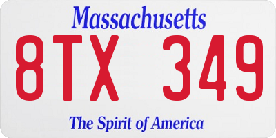 MA license plate 8TX349